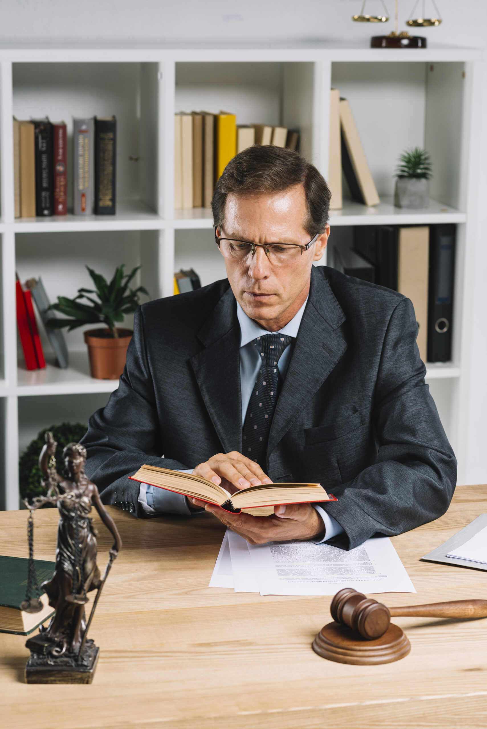 mature-male-lawyer-reading-book-with-gavel-justice-statue-wooden-table